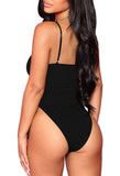 1 x RAW Customer Returns Viottiset Women s Cut Out One Piece Swimsuit Strappy Cheeky Ruched Laced Drawstring Swimwear Black M - RRP €35.28