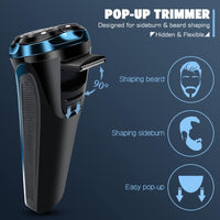 1 x RAW Customer Returns Men s electric razor with 3 replacement heads wet and dry razor electric razor with pop-up trimmer 99 min. running time beard trimmer LED display travel case - RRP €37.3