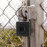 1 x RAW Customer Returns eLinkSmart Gym Padlock, Unlock by Fingerprint or iOS Watch App, Multi-User Waterproof Keyless Lock for Locker, Garage, Shed, School, Outdoor, Black - RRP €37.99