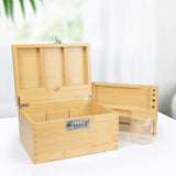 1 x RAW Customer Returns Viking Factory Large Bamboo Box with Combination Lock, Decorative Home Box with Lock, Tray Glass Container Accessory Tool 24 18 14CM ORIGINIAL  - RRP €68.84