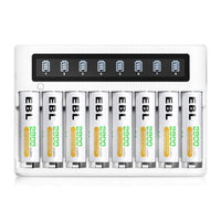 1 x RAW Customer Returns EBL LCD quick charger with 8 pieces AA 2800 mAh rechargeable batteries, quick charge 5 V 2 A, with discharge function - RRP €21.6