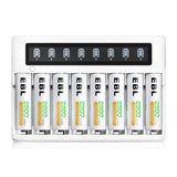 1 x RAW Customer Returns EBL LCD quick charger with 8 pieces AA 2800 mAh rechargeable batteries, quick charge 5 V 2 A, with discharge function - RRP €21.6