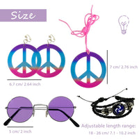 13 x Brand New MEZHEN Costume Hippie Peace Sign Hippie Headdress Necklace Earrings Bracelet Sunglasses Flower Hair Band Women Accessories - RRP €296.4