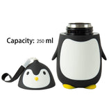 1 x RAW Customer Returns Penguin Water Bottle, Double Wall Stainless Steel Vacuum Flask Cartoon Travel Mug Tea Insulated Coffee Bottle Hot Cold BPA Free Penguins Gifts 250ml Black  - RRP €13.99