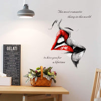 1 x RAW Customer Returns WandSticker4U - HOT KISS wall sticker red black 50x83 cm I decorative stickers sexy lips romantic love I wall sticker living room kitchen bathroom hallway adult bedroom - RRP €11.6