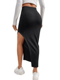 1 x RAW Customer Returns GORGLITTER Women s Elegant Maxi Skirt Rockabilly Vintage Retro Skirts with Slit Casual Skirt Party Skirt Black L - RRP €28.22