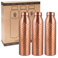 1 x RAW Customer Returns NORMAN JR Hammered Copper Water Bottle 1L Large - Gift Pack of 3, an Ayurvedic vessel made from pure copper - helps you drink more water with many health benefits - RRP €70.58