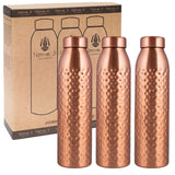 1 x RAW Customer Returns NORMAN JR Hammered Copper Water Bottle 1L Large - Gift Pack of 3, an Ayurvedic vessel made from pure copper - helps you drink more water with many health benefits - RRP €70.58