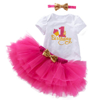 1 x RAW Customer Returns 3PCS Baby Girl Clothes Newborn Princess Birthday Outfit Short Sleeve Romper Tutu Skirt Headband Set - RRP €19.18