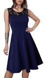 1 x RAW Customer Returns HOMEYEE Women s Elegant 50s Round Neck Evening Dresses for Wedding Lace Vintage Cocktail Dress A008 M, Dark Blue  - RRP €36.99