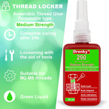 1 x RAW Customer Returns Screw Lock Medium Strength 290, Locktight Screw Glue 50ml Screw Lock Glue For Screws M2-M8 Anaerobic Adhesive For Reducing Screw Falling And Rust Protection Green  - RRP €26.4