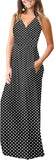 2 x Brand New AUSELILY Women s Dress Elegant Long Evening Dress V-neck Sleeveless Plus Size Casual Summer Dress with Pockets Black Dots L - RRP €48.0