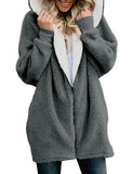 3 x Brand New Xnova women s teddy fleece coat with zipper, oversized hoodie jacket, long, fluffy, warm, slouchy winter hoodie with pockets dark gray, S  - RRP €93.45