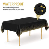 1 x Brand New YXHZVON 2 Pack Party Tablecloths, Black with Gold Dot Rectangular Tablecloth and Triangle Flag for Weddings Christmas Birthday Picnic 137 x 274 cm  - RRP €10.62