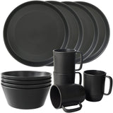 1 x RAW Customer Returns Greentainer plastic tableware sets Light and unbreakable complete set, ideal for children adults, reusable, plate set, bowls, cups, table service for 4 people - RRP €36.99