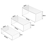 1 x RAW Customer Returns Sezanrpt Clear Riser Shelf 3pcs, Desktop Rectangular Acrylic Display Shelves Organizer, Acrylic Stand for Funko Pop Figure, Perfumes, Bags, Shoes, Glasses, Toys, Collectibles - 20.3x21.6x22.8CM - RRP €17.99