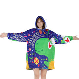 8 x Brand New Queenshin Oversized Hoodie Dinosaur Wearable Blankets Sweatshirt for Women, Warm Comfy Flannel Blanket Body Blanket, One Size - RRP €163.2