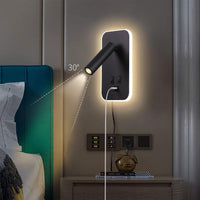 1 x RAW Customer Returns AWEKLIY 3W 9W LED reading lamp wall lamp USB charging with switch wall reading lamp bed lamp inside reading light swivel wall lighting bedroom bedside lamp 3100K, with plug and cable, black - RRP €34.99