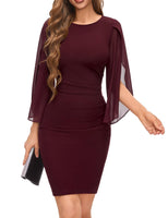 1 x Brand New DRESSTELLS women s vintage cocktail dress festive wedding dress elegant sheath dress knee-length pencil dress plus size burgundy 3XL - RRP €38.3