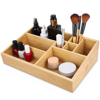 1 x RAW Customer Returns Thingles Bambuswerk I Makeup Organizer, Cosmetic Organizer - Storage Cosmetic Box - Organization System Made of Wood with Natural Grain for Bathroom, Dressing Table - RRP €20.16