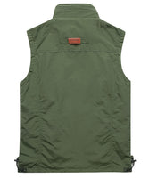 1 x RAW Customer Returns Yukirtiq Men s Outdoor Fishing Vest with Many Pockets Lightweight Safari Vest Multifunctional Vest Breathable Nylon Stand Collar Fishing Vest for Hunting Camping Photography Hiking, B-Army Green, XL - RRP €35.54