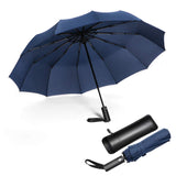 1 x RAW Customer Returns JIGUOOR 12 Ribs Umbrella Windproof Travel Umbrella Compact, Light, Automatic, Strong and Portable, Folding Backpack Auto Open Close Umbrella for Rain, Men and Women-Blue - RRP €21.17