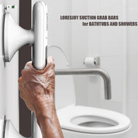 1 x RAW Customer Returns LORESJOY 2 pieces grab bar shower, grab bars for bathroom, grab bar with suction cup, grab bar shower without drilling, mobile grab bar, toilet portable grab bar bathtub handle - RRP €49.99