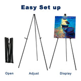 8 x RAW Customer Returns Mutualsign Folding Easel Portable Easel, Black Floor Standing Easel for Trade Shows Presentation Poster Art Display Black, 1 Pack  - RRP €193.52