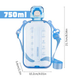 1 x RAW Customer Returns Partideal 750ml Flat Drinking Bottles, Leak-Proof Drinking Bottle Gym, Outdoor Sports Flat Water Bottle, Travel Bottle with Time Marking and Carrying Strap for Outdoor Camping Travel Fitness, Blue - RRP €8.05