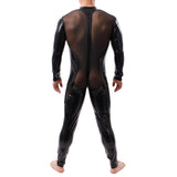 1 x RAW Customer Returns QiaTi Men s Latex Bodysuit Men s Full Body Leotard with Long Sleeves Unitard Faux Leather Bodysuit - RRP €40.33