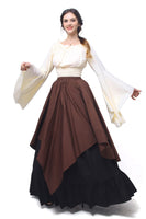 1 x RAW Customer Returns Fiamll Renaissance Dress Women Medieval Dress Medieval Costume Women Trumpet Sleeve Victorian Dresses Brown M Shirt and Skirt  - RRP €61.87