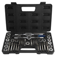 1 x RAW Customer Returns Thread cutter set 40 pcs, professional tap set fine thread thread cutting set metric M3-M12 tap die set with drill, for fine thread car repair - RRP €34.59