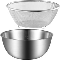 2 x Brand New Kichvoe Stainless Steel Sieve 1 Set Fruit Sieve Sieve Bowl Pasta Sieve Washing Bowl Stainless Steel Sieve With Bowl Kitchen Sieve Bowl Draining Basket M Pasta Sieve - RRP €74.18