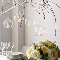 1 x RAW Customer Returns Nuptio 12 Pieces 8cm Hanging Glass Ball Tealight Candle Holder Package Updated Home Wedding Centerpieces Christmas Decor Garden Decoration Indoor Outdoor Tealight Candle Holder with 2 Holes  - RRP €26.18