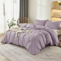 1 x RAW Customer Returns Menkala bed linen 140x200 purple lilac plain microfiber duvet cover 2 pieces violet plain colors soft non-iron single bed duvet cover and pillowcase 70x90 cm with zipper - RRP €27.22