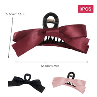 1 x Brand New 3 Pieces Big Bow Hair Clips, Black Pink Red Ribbon Hair Clips, Bow Hair Clips for Thick and Thin Hair, Big Bow Hair Barrettes, for Women - RRP €18.0