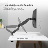 1 x RAW Customer Returns suptek Monitor Mount Height Adjustable Gas Spring Monitor Arm for 17-27 inch Screens, VESA 75 100 mm, up to 6 kg, Ergonomic Screen Mount 1 Monitor One Arm Desktop Monitor Mount - RRP €33.99