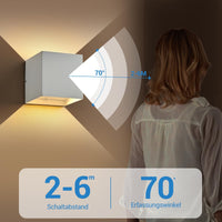 1 x RAW Customer Returns Indoor Wall Light, 4000mAh Battery Wall Light with Motion Sensor, USB Rechargeable Wall Lamp Battery Operated with Adjustable Beam Angle, 7W Aluminum Wall Light with Switch, Warm White White  - RRP €30.24