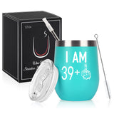 1 x RAW Customer Returns Livole 40th Birthday Gifts Stainless Steel Wine Tumbler, 40th Birthday Gifts for Women, 12oz Wine Glass with Lid and Straw Brush, Vacuum Insulated Travel Coffee Mug for Wine Drinks Champagne - RRP €14.11