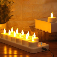 1 x RAW Customer Returns EXTSUD 12 LED flameless candles, rechargeable candles, battery-operated candles, wireless tea lights, LED Christmas candles, candle lights, LED wax candles with charging station without power supply  - RRP €36.29