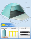 1 x RAW Customer Returns Forceatt beach tent, portable extra light beach tent, sun protection beach, for 3-4 people, with UV protection 50 , easy installation, for family, beach, garden, camping - RRP €35.28