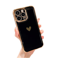 1 x RAW Customer Returns Ownest Compatible with iPhone 14 Pro Case Heart Pattern Camera Protection Case Covers Pattern Electroplating Golden Love Heart Cell Phone Case Women Girls Shockproof Protective Case- Black - RRP €21.6