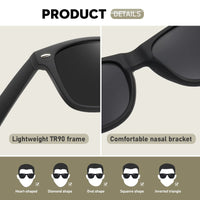 1 x RAW Customer Returns Polarized Sunglasses Men Women Unisex Classic Anti-Glare Ultralight Sports Driving 1 Pack Black - RRP €60.0