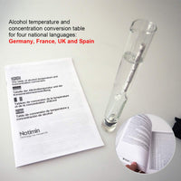 1 x RAW Customer Returns Notimin 2-piece alcohol meter hydrometer 0-100 vol alcohol vinometer glass measuring cylinder measuring brush cleaning cloths for all spirits distillates such as whiskey, brandy, vodka etc. without thermometer  - RRP €16.54