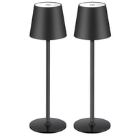 1 x RAW Customer Returns Pack of 2 LED dimmable battery table lamp, wireless, rechargeable, warm light color 3000K table lamp for indoor and outdoor use with USB-C, aluminum, IP54 waterproof, black energy class A black  - RRP €59.49