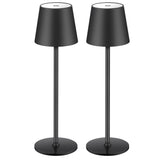 1 x RAW Customer Returns Pack of 2 LED dimmable battery table lamp, wireless, rechargeable, warm light color 3000K table lamp for indoor and outdoor use with USB-C, aluminum, IP54 waterproof, black energy class A black  - RRP €59.49