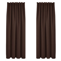 1 x RAW Customer Returns Deconovo Opaque Curtains Blackout Curtains with Gathering Tape Bedroom, 175x140cm HeightxWidth , Dark Brown, Set of 2 - RRP €33.38