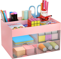 3 x Brand New Wlevzzor Organizer Makeup Cosmetic Organizer, Table Cosmetic Organizer Made of Plastic with Drawer, Multifunctional Desk Organizer, Pen Holder for School, Office, Home Pink  - RRP €61.2