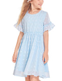 1 x RAW Customer Returns Flypigs Dresses for Girls Casual Summer Dress A-Line Casual Dress Princess Dress Elegant Chiffon Dress Girls Light Blue 122 128 134 - RRP €25.2