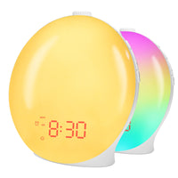 1 x RAW Customer Returns BELLALICHT Light Alarm Clock Wake Up Light, Full Screen Lighting Sunrise Simulation Dual Alarm Clock, Sleep Aid, Snooze FM Radio Multi Color Lights and Sounds for Children Adults - RRP €39.99